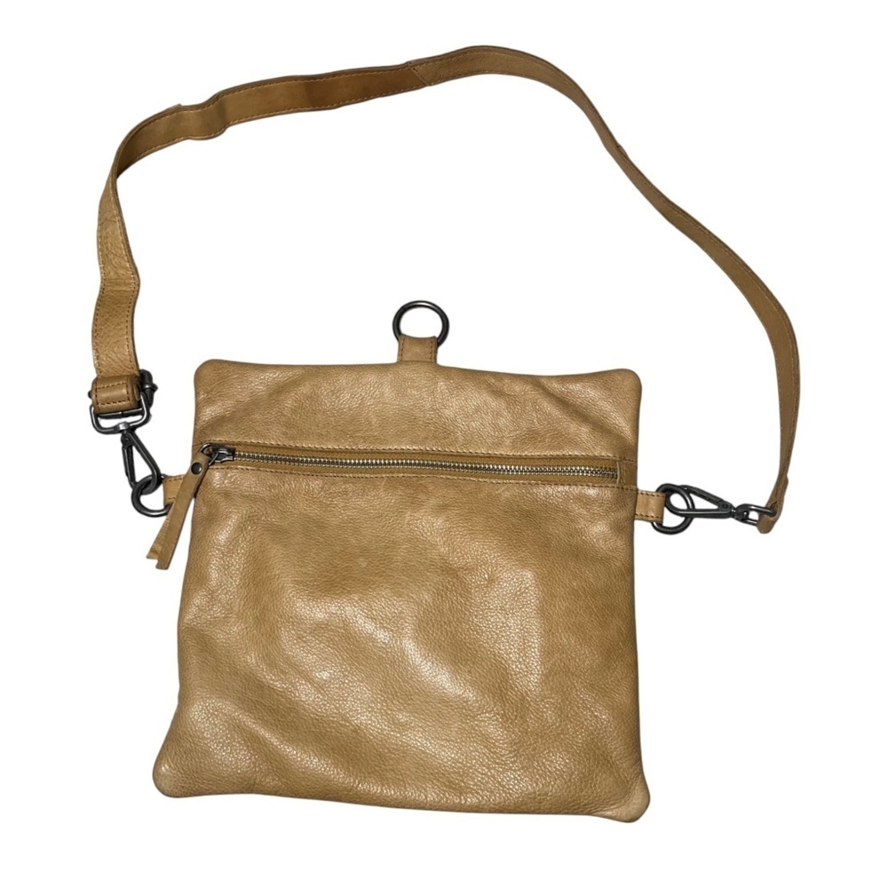 Latico Crossbody Soft Pebbled Leather Tan Removable Strap Handmade in India - Picture 10 of 10
